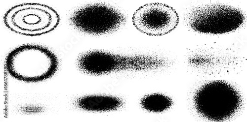 Stippling and dotwork compilation of radial spray patterns for artistic design projects