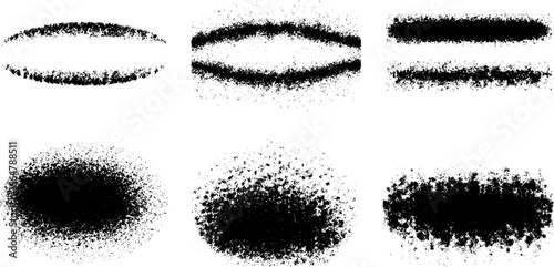 Abstract dotwork stipple effect set of soft ovals and halftone gradations