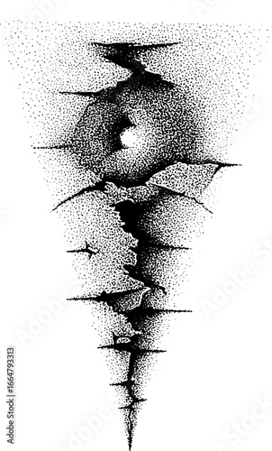 Viking concept art with stippling technique in dotwork style for vertical design