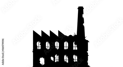 ruined factory silhouette highresolution transparent png for design projects and digital compositions