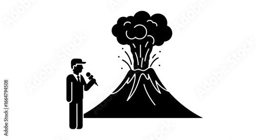 transparent background volcanic eruption reporter icon perfect for news disaster reporting and educational projects