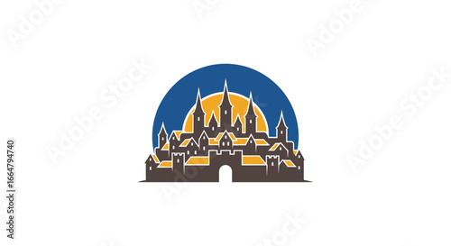 download this stunning transparent background illustration of a medieval castle silhouette at sunset perfect for logos websites and game design