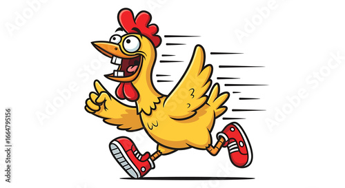 Energetic Cartoon Chicken Sprinting A Whimsical Depiction of Speed and Enthusiasm
