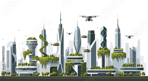 Futuristic Metropolis A Vision of Urban Life with Sustainable Architecture and Flying Vehicles