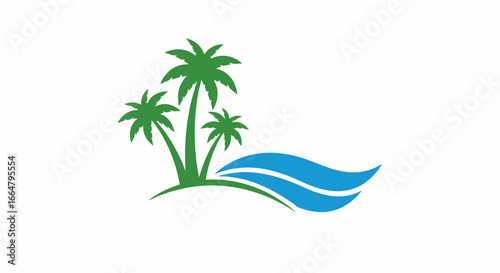 tropical paradise three palm trees ocean waves png with transparent background perfect for websites logos and designs