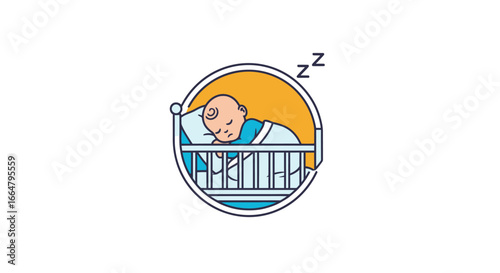adorable sleeping baby in crib transparent background png for website design app ui and baby product marketing