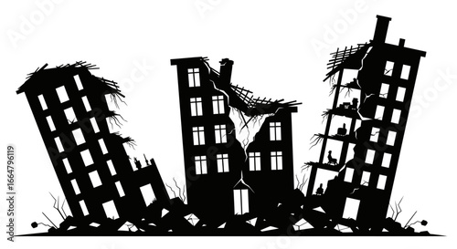 ruined buildings silhouette highresolution transparent background png for design projects game assets and disasterthemed illustrations