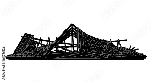 highresolution transparent background roof collapse illustration perfect for disaster construction or insurance projects