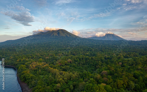 Mount Tangkoko is a stratovolcano in the north of Sulawesi island in Indonesia, summit has an elongated deep crater, Tangkoko Batuangus Nature Reserve or Tangkoko-Batuangus Dua Saudara near Manado