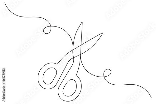 Scissors continuous one line drawing minimalist outline vector illustration
