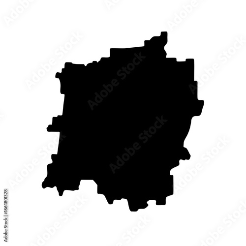 Simple black and white silhouette image of the geographical shape of Oklahoma