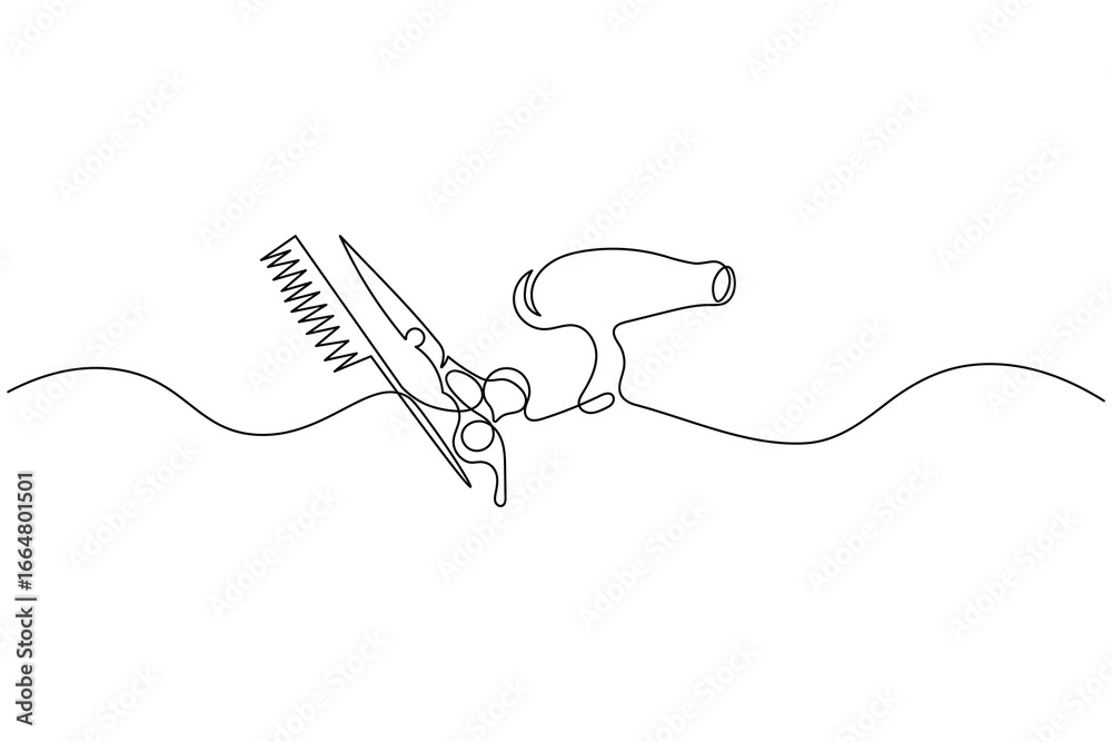 Obraz premium Scissors continuous one line drawing minimalist outline vector illustration 
