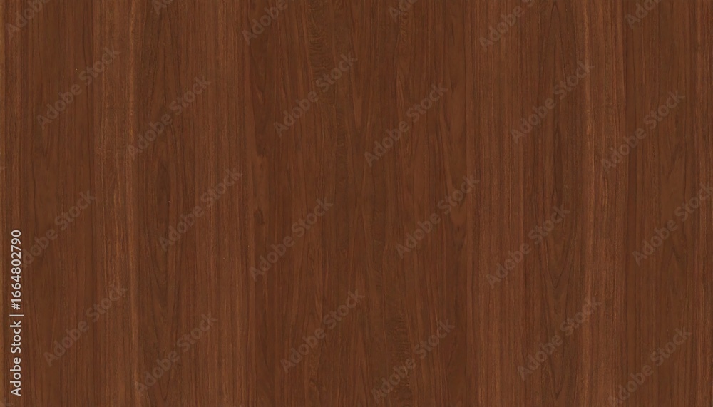 Naklejka premium A detailed close-up view of a rich, dark brown wooden surface with clearly defined vertical wood grain patterns.