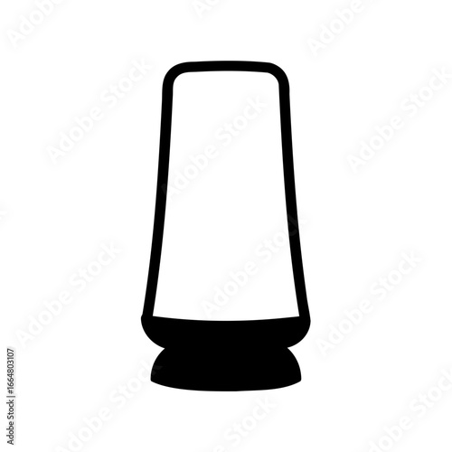 Black and white minimal illustration of a modern salt shaker silhouette