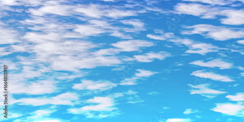 clear blue sky with a few clouds. The sky is very bright and the clouds are scattered throughout