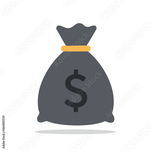 A dark gray money bag icon with a dollar sign.