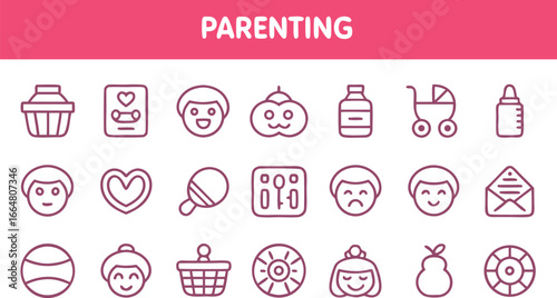 Collection of parenting and baby related icons