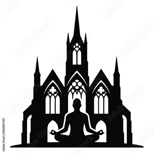 Silhouette of a gothic cathedral with pointed arches