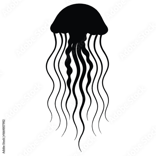 Silhouette of a jellyfish with trailing tendrils