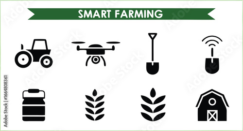 Smart farming technology icons and symbols collection