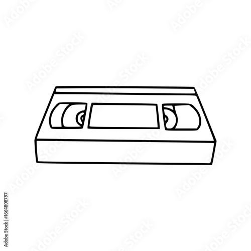 outline drawing of old-fashioned VHS cassette