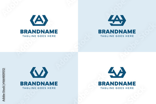 Letters UA YA UV YV Hexagon Monogram Logo, for business with AU AY VU VY initials