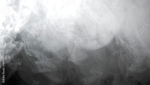 Abstract grayscale image of swirling smoke, dark at bottom, bright at top