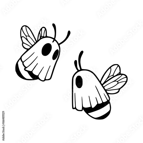 flying ghostly honey bees