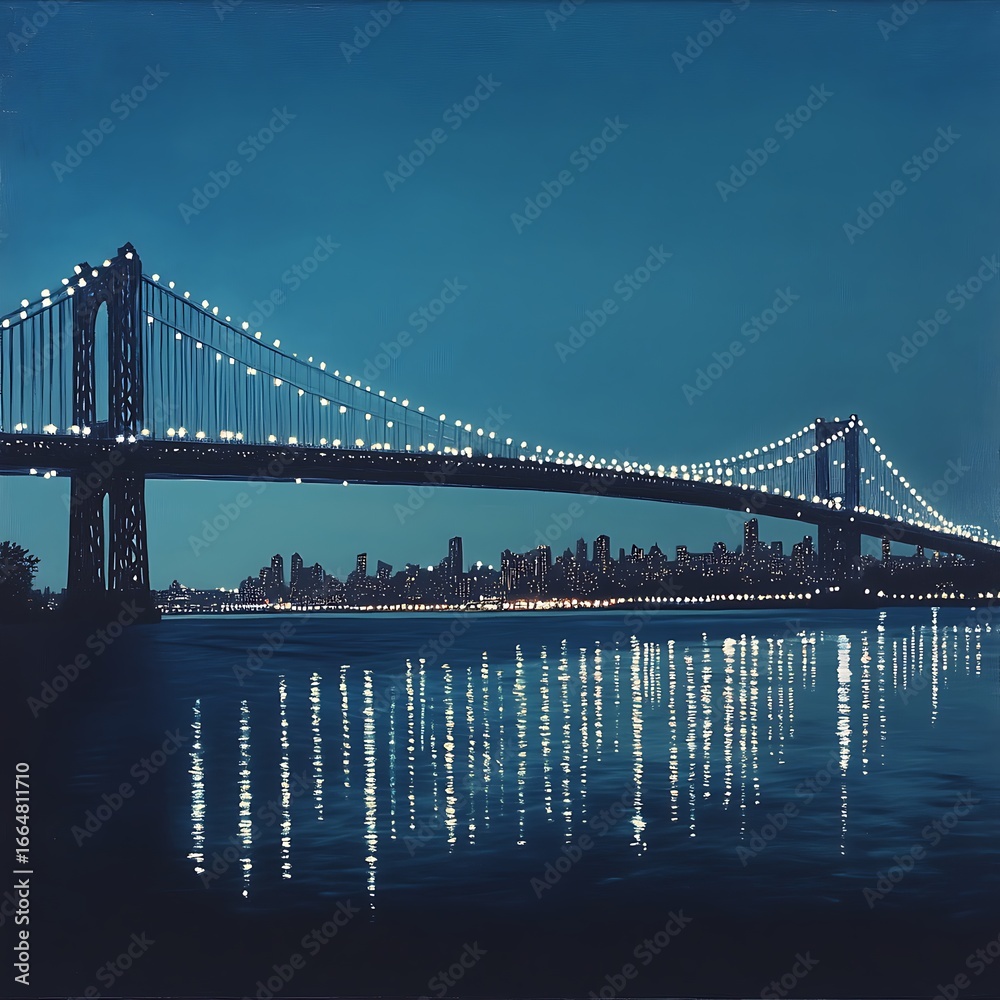 Fototapeta premium Stunning george washington bridge at night with skyline image
