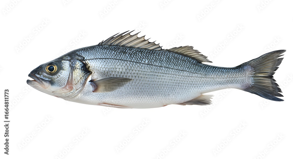 Fototapeta premium European sea bass fish isolated on white background