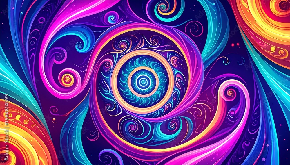 Fototapeta premium Vibrant Abstract Design with Intertwined Swirls and Circles.