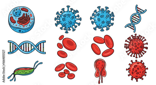 Detailed representation of diverse microorganisms and cellular components in a scientific context highlighting complex biological structures