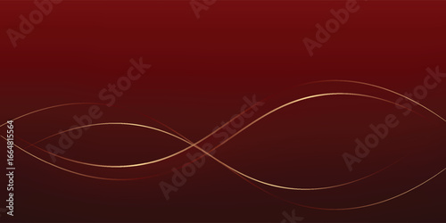 Abstract curved red shape on red background with lighting effect and copy space for text. Luxury design style.