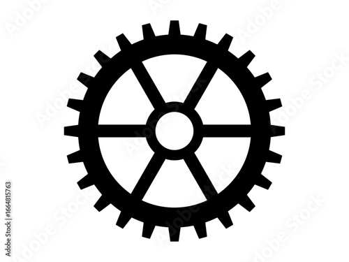 Vector set of black gears in different styles. Industrial gears illustration, gears transparent background.