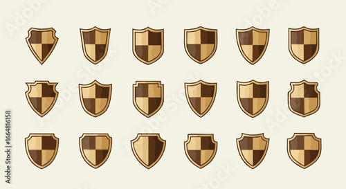 Assorted heraldic shields icons, security and protection concept vector collection with decorative and simple medieval shield designs