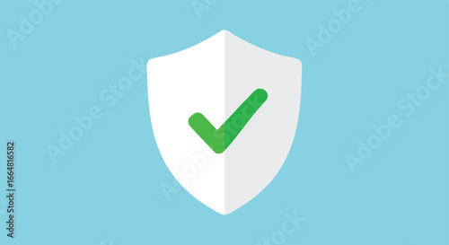 Shield with a Checkmark Symbolizing Security and Verification on a Blue Background, Suggesting Trust and Validation of Data and Protection Measures