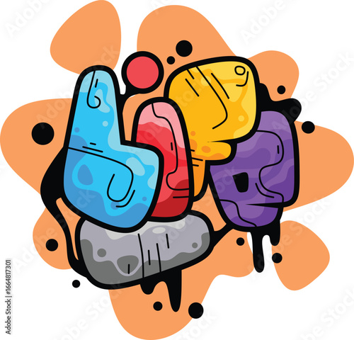 life word graffiti text sticker illustration	