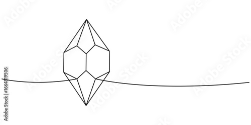 Expensive stone one line continuous drawing. Crystal and mineral. Vector illustration