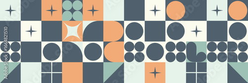 Flat geometric shapes vector background in muted colors – Perfect for web design, product packaging, or tech branding.
