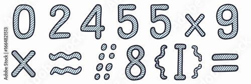 Cursive hand-sketched math symbols and numbers – Perfect for math workbooks, school branding, or playful educational content
