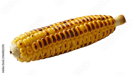BBQ corn on the cob with smoky char isolated on transparent background
