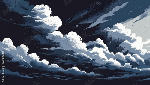Stormy Night Sky with Dramatic Clouds