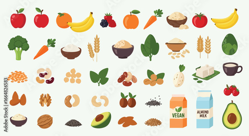 A Colorful Array of Nutritious Vegan Foods for Healthy Eating and a Balanced Lifestyle Choices