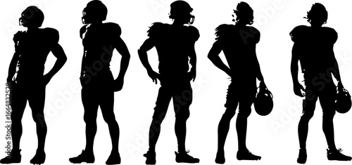 American football player team silhouette, football players, sports, silhouette, athletes, football team, football action, running football player, football art, vector, digital art, black and white