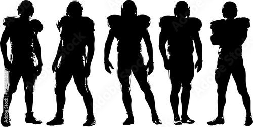 American football player team silhouette, football players, sports, silhouette, athletes, football team, football action, running football player, football art, vector, digital art, black and white