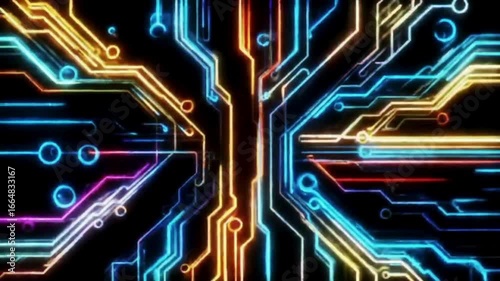 A glowing abstract digital circuit pattern.