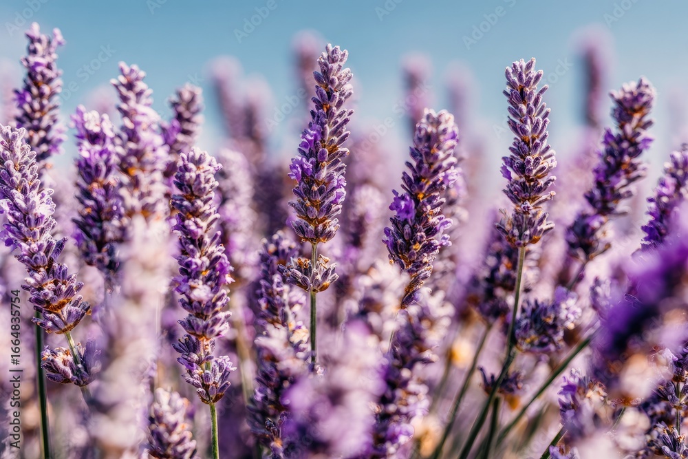 Fototapeta premium Close-up view of vibrant purple lavender blossoms.