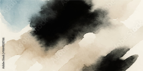Abstract motion of a dark cloud and a human hand with water drops