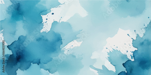Blue watercolour abstract background with world map elements and artistic design