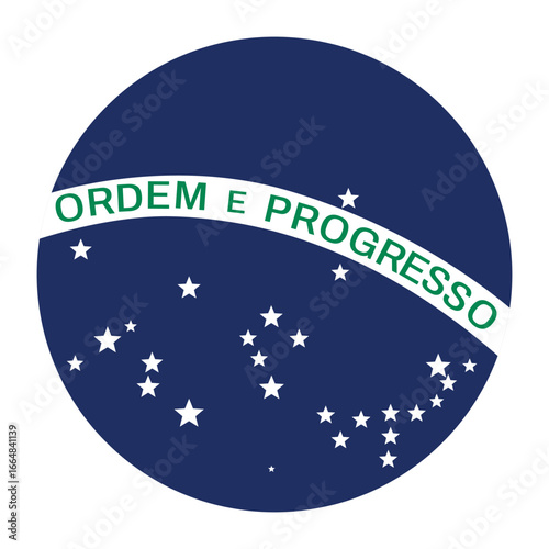 Ordem e Progresso. round icon on brazil flag. The flag of Brazil. Flag icon. Standard color.
